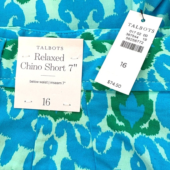 Talbots Relaxed Chino Shorts, Ikat Medallion Cotton Spandex Blend size 16 NWT - Picture 7 of 9